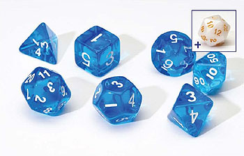 Spirit Games (Est. 1984) - Supplying role playing games (RPG), wargames rules, miniatures and scenery, new and traditional board and card games for the last 20 years sells Translucent Dice Set: Blue
