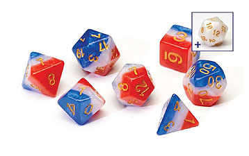 Spirit Games (Est. 1984) - Supplying role playing games (RPG), wargames rules, miniatures and scenery, new and traditional board and card games for the last 20 years sells Pearl Dice Set: Red, White and Blue