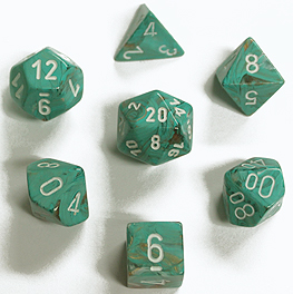 Spirit Games (Est. 1984) - Supplying role playing games (RPG), wargames rules, miniatures and scenery, new and traditional board and card games for the last 20 years sells Marble Dice Set: Oxi-Copper/White