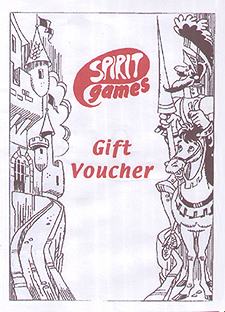Spirit Games (Est. 1984) - Supplying role playing games (RPG), wargames rules, miniatures and scenery, new and traditional board and card games for the last 20 years sells Gift Voucher £5.00