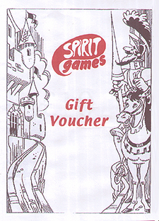 Spirit Games (Est. 1984) - Supplying role playing games (RPG), wargames rules, miniatures and scenery, new and traditional board and card games for the last 20 years sells Gift Voucher £20.00