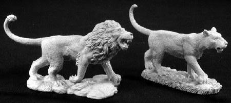 Spirit Games (Est. 1984) - Supplying role playing games (RPG), wargames rules, miniatures and scenery, new and traditional board and card games for the last 20 years sells [02776] Male and Female Lion (2)